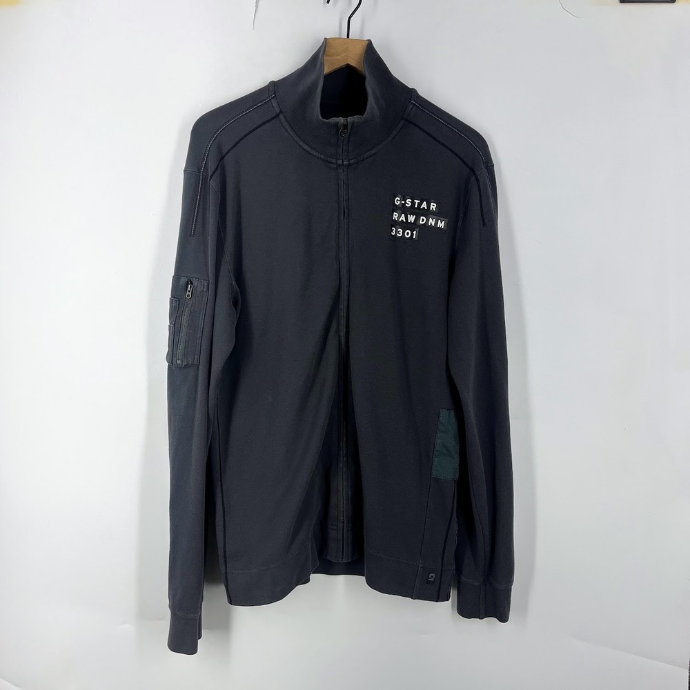 G-Star Raw Mens Node Vest SW LS Full Zip Sweatshirt Charcoal Black XL‎ 85807 827